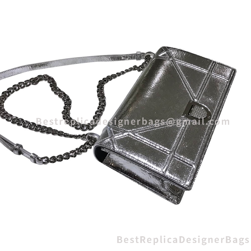 Dior Small Diorama Crackled Calfskin Bag Silever SHW