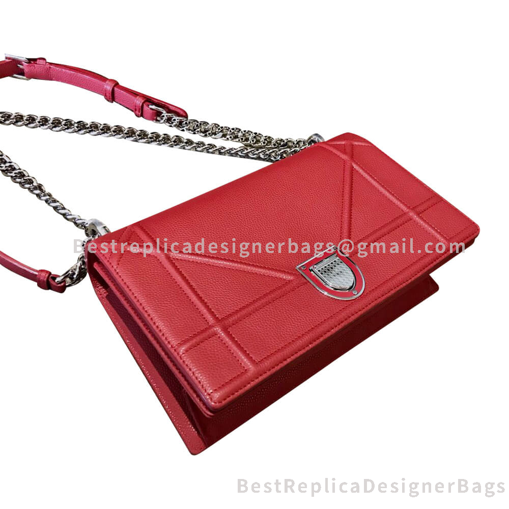 Dior Small Diorama Grained Calfskin Bag Red SHW