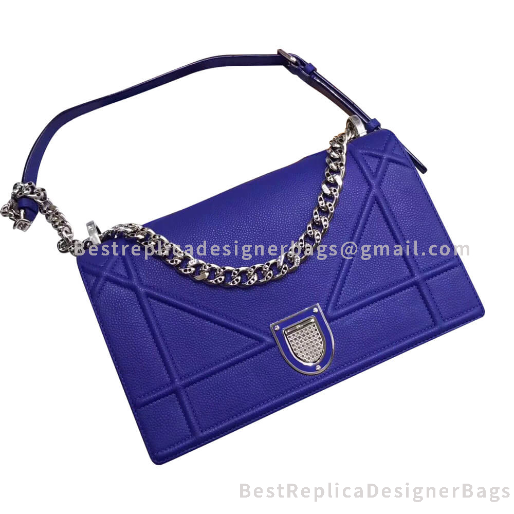 Dior Small Diorama Grained Calfskin Bag Blue SHW