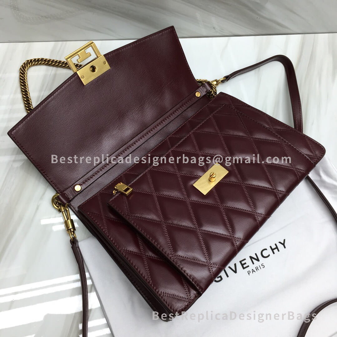 Givenchy Medium GV3 Bag Wine In Diamond Quilted Calfskin Leather GHW ...