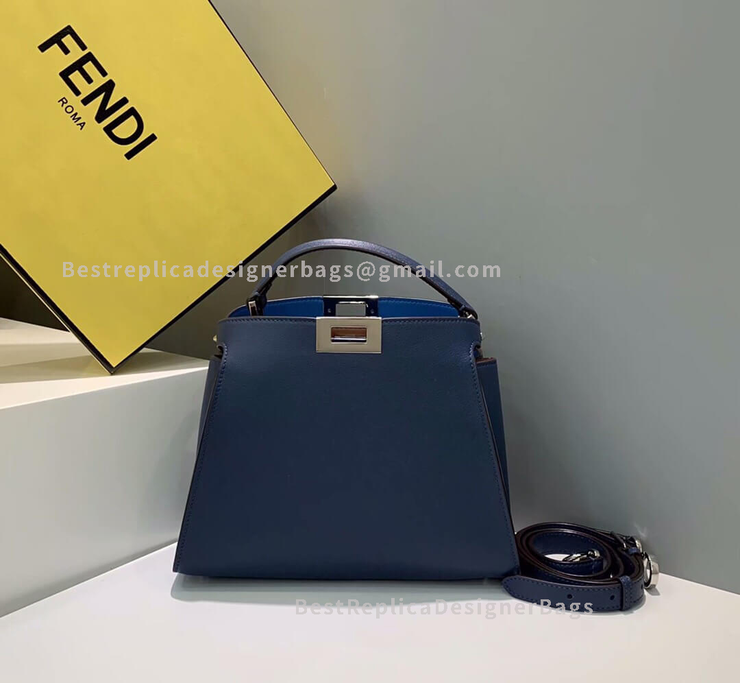 Fendi Peekaboo Iconic Essentially Blue Leather Bag 302 - Best Fendi Replica