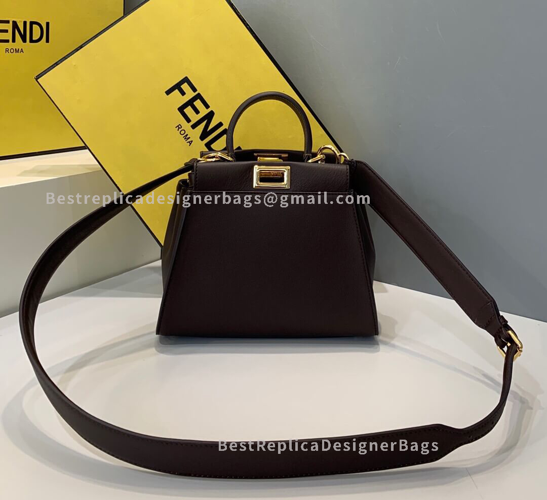Fendi Peekaboo Iconic Mini Coffee Leather Bag 2121S - Best Fendi Replica