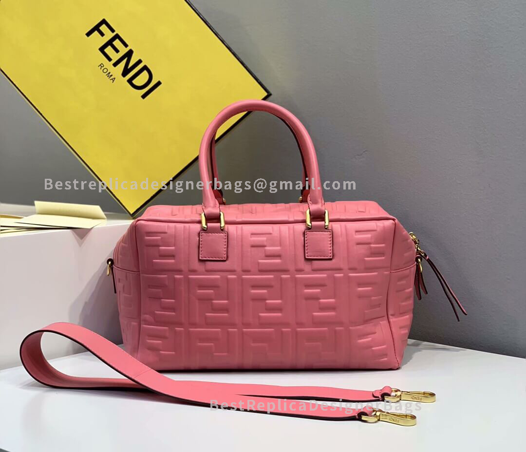 Fendi Mini Pink Leather Boston Bag 0193 - Best Fendi Replica